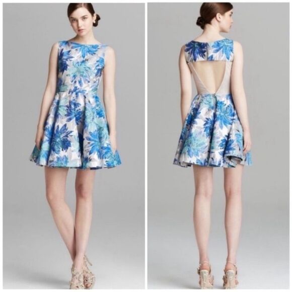 Alice + Olivia Foss Brocade Fit & Flare Floral Jacquard Dress Size 0 - Picture 15 of 15